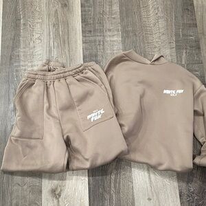 White Fox Boutique Kids' Tan Sweatpants and Hoodie